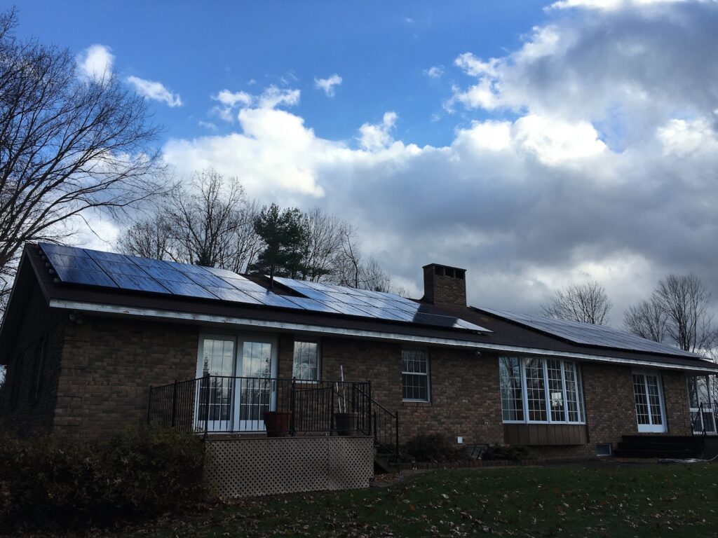 residential solar panels on home