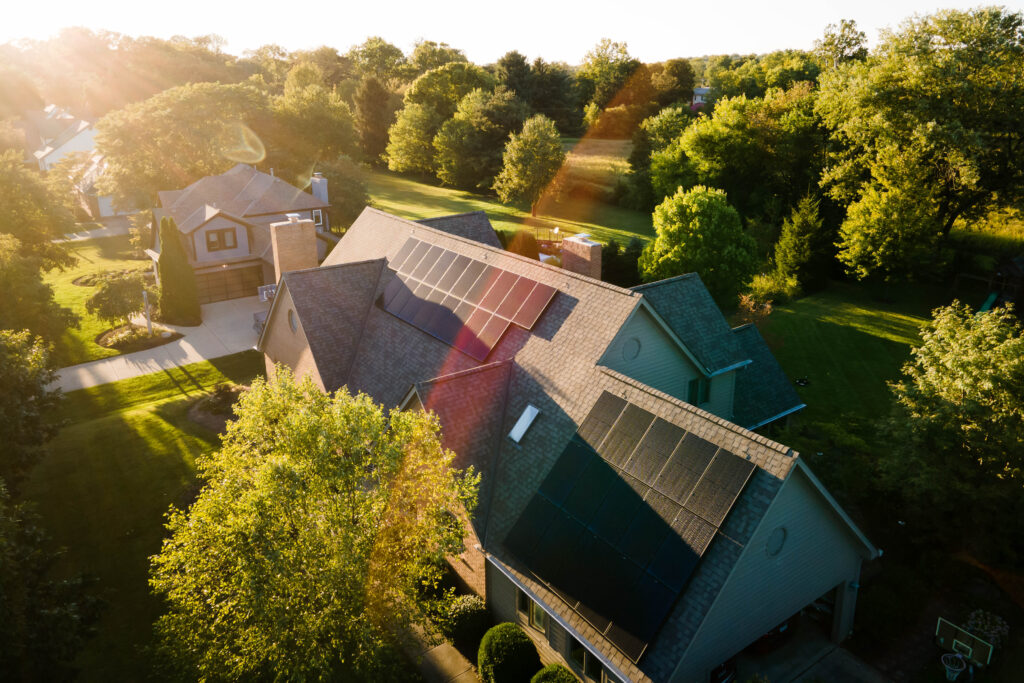 Image of a solar array at sunset in Canal Winchester Ohio